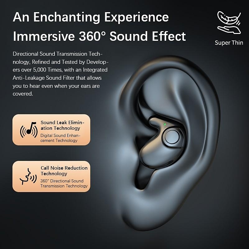 Wireless Stereo Sleep Headphones Mini in-Ear Noise Cancelling Earbuds Bone Conduction Bluetooth Music Headset with Charging Box 2025 - $20.99 –P10