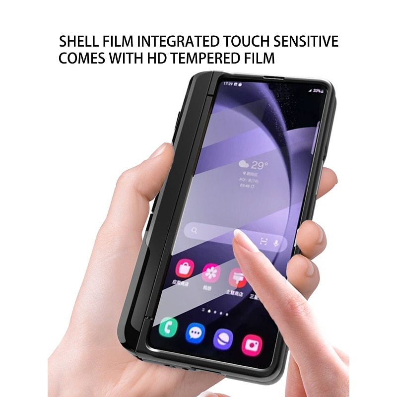 телефон Кейс для Назначение SSamsung Galaxy Z Fold 5 Кейс на заднюю панель со стендом и протектор экрана с электронной ручкой ПК Кожа PU 2025 - $27.99 –P3