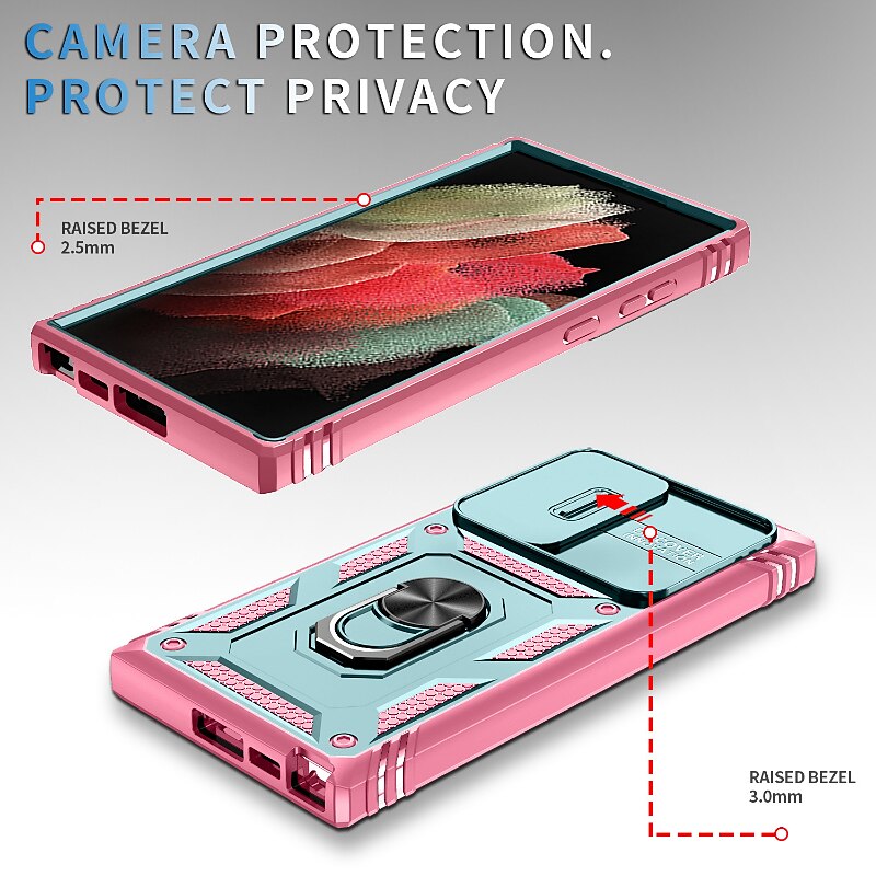 Capinha para Samsung Galaxy S23 S22 Plus Ultra S21 Ultra A14 A54 A52 S25 Ultra Capa Traseira com Suporte Anel Protetor de Lente de Câmera PC de 2025 por $13.99 –P6