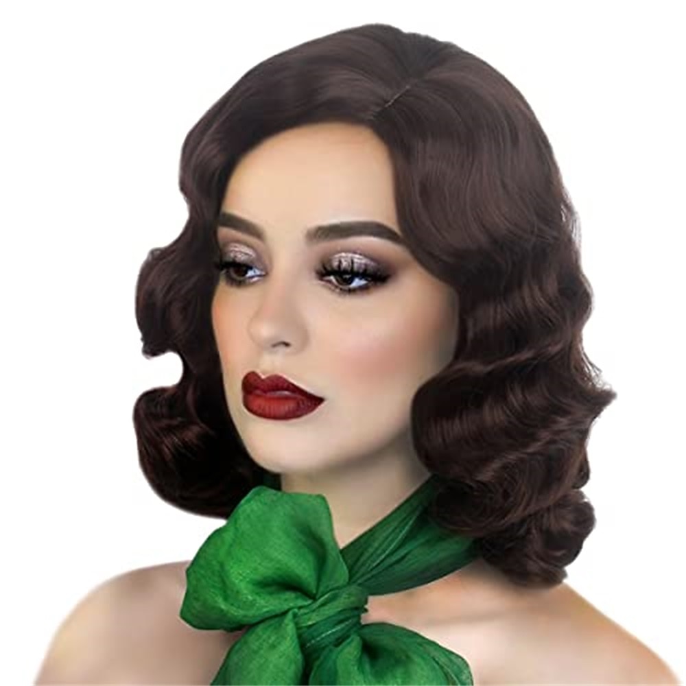 Krátké popelavě hnědé paruky pro ženy přírodní prstová vlna syntetická paruka pro ženy dámy cosplay anime party kostýmy anime flapper paruka halloweenské paruky 2025 - $18.49 –P13