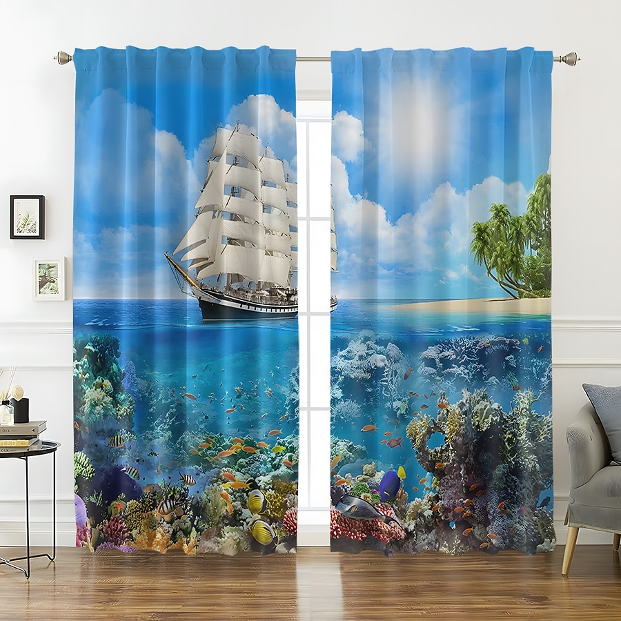 Cortinas opacas de 2 paneles, cortinas para sala de estar, dormitorio, cocina, tratamientos de ventanas, oscurecimiento de habitación con aislamiento térmico 2025 - $25.99 –P2