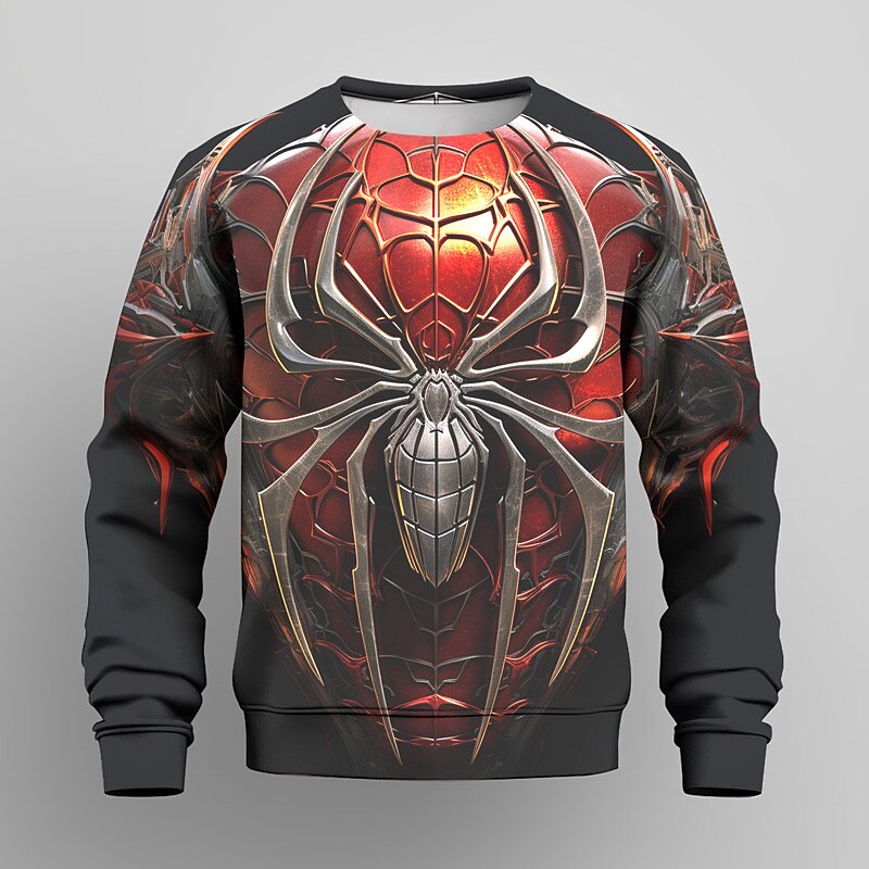 Gutt 3D SPIDER Genser Pullover Langermet 3D-utskrift Høst Vinter Mote Gatemote Kul Polyester Barn 3-12 år utendørs Avslappet Daglig Normal 2025 - $16.49 –P5