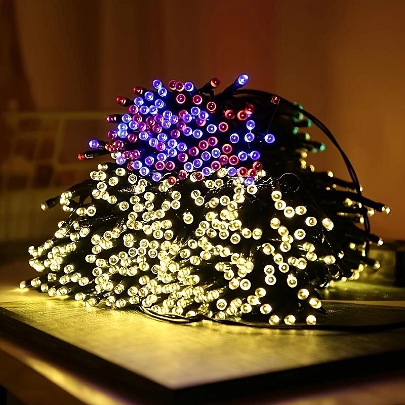1 stringa di luci solari per esterni - 8 modalità di luce decorativa da giardino, illuminazione notturna d'atmosfera per balconi esterni, decorazioni per Natale, Halloween, San Valentino e feste del 2025 a $12.99 –P4