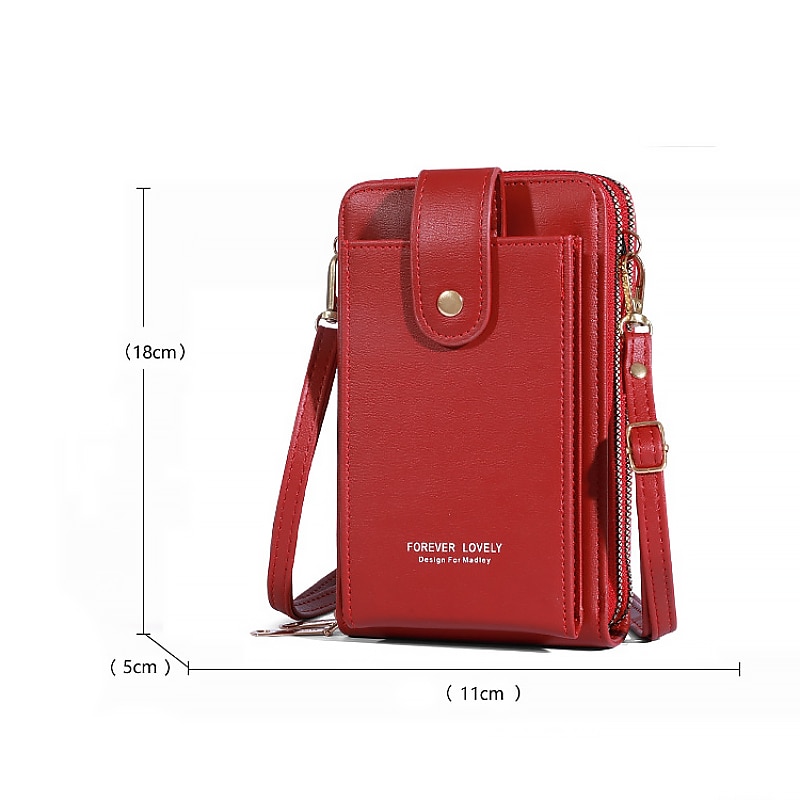 Dámské Crossbody kabelka Taška přes rameno Brašna na mobilní telefon PU kůže Denní Dovolená Cestování Zip Velká kapacita Voděodolný Lehká váha Pevná barva Tmavě růžová Vínově rudá Lotosový kořen 2026 - $24.99 –P7