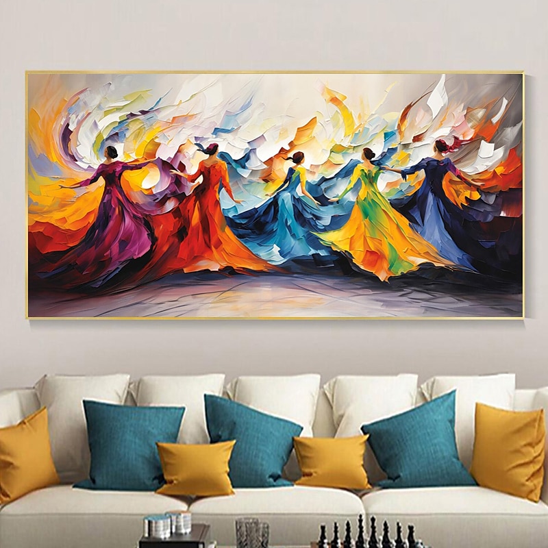 groot dansend meisje schilderij op canvas handbeschilderd muurdecor kleurrijke vrouwen muurkunst extra groot canvas moderne huisdecoratie danser canvas kunst huis kamer decor geen frame 2025 - $183.99 –P5