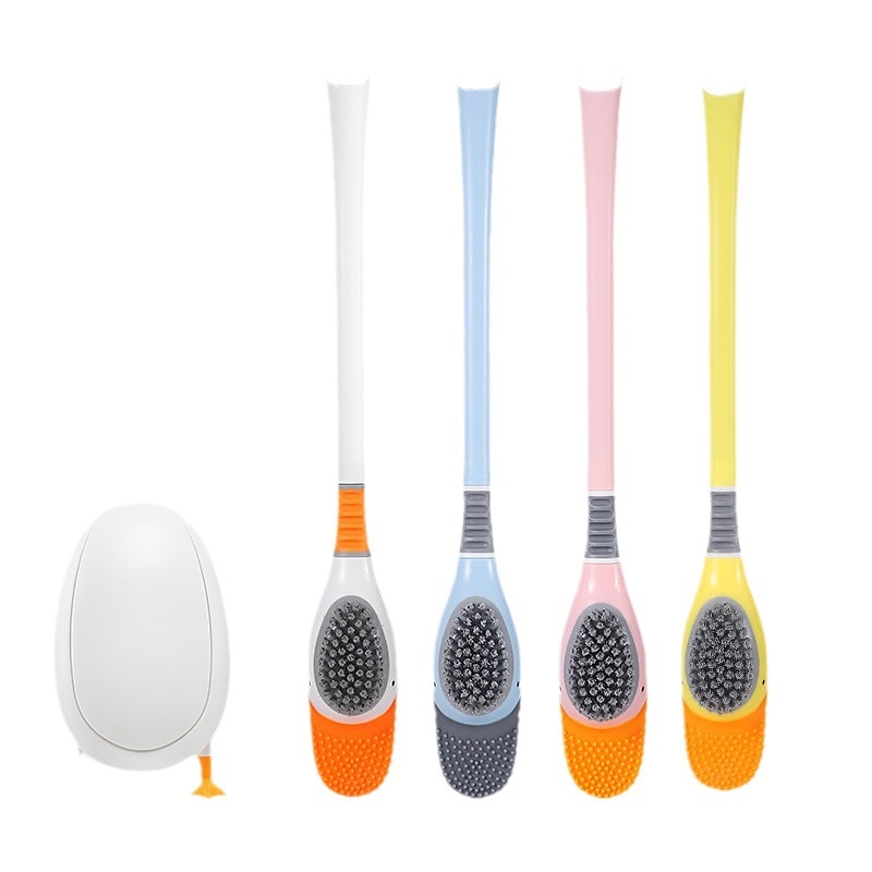 Diving Duck Toilet Brush, Silicone Non-dead Plastic Long Handle With Base, Household Bathroom Soft Brush, Squat Toilet Cleaning Brush, Cleaning Supplies, Cleaning Tool 2025 - $9.99 –P1