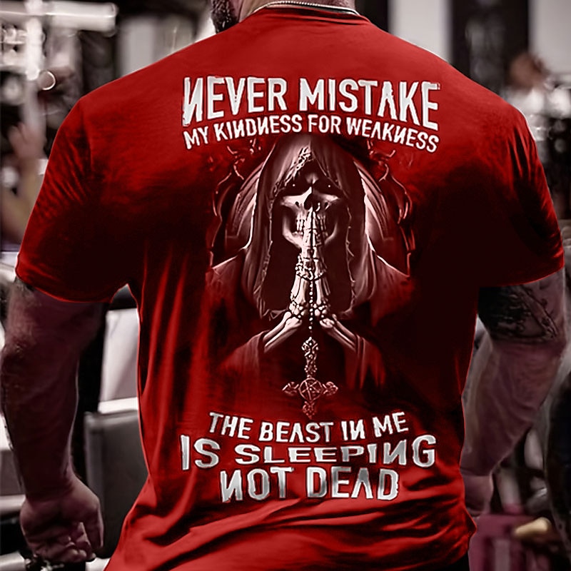 2026年 男性用 スカル Tシャツ 半袖 Tシャツ クルーネック シャツ スポーツ クラシック カジュアル スポーツ・アウトドア 祝日 お出かけ ブラック ルビーレッド アーミーグリーン 夏 衣類 S M L XL XXL XXXL  コレクション – $20.99 –P2