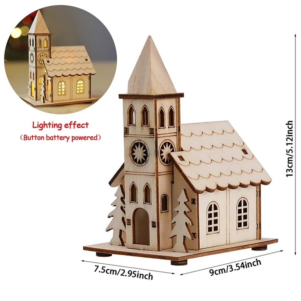 Рождественский LED-лампочка деревянного домика роскошный светящийся бунгало рождественский декор для дома волшебная ночная лампа для детей 1 шт 2025 - $8.49 –P4