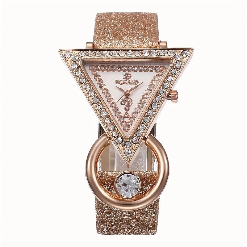 5pcs/set Women's Watch Luxury Triangle Pointer Quartz Watch Shiny Rhinestone Analog Wrist Watch & Jewelry Set, Gift For Mom Her 2025 - $24.99 –P13