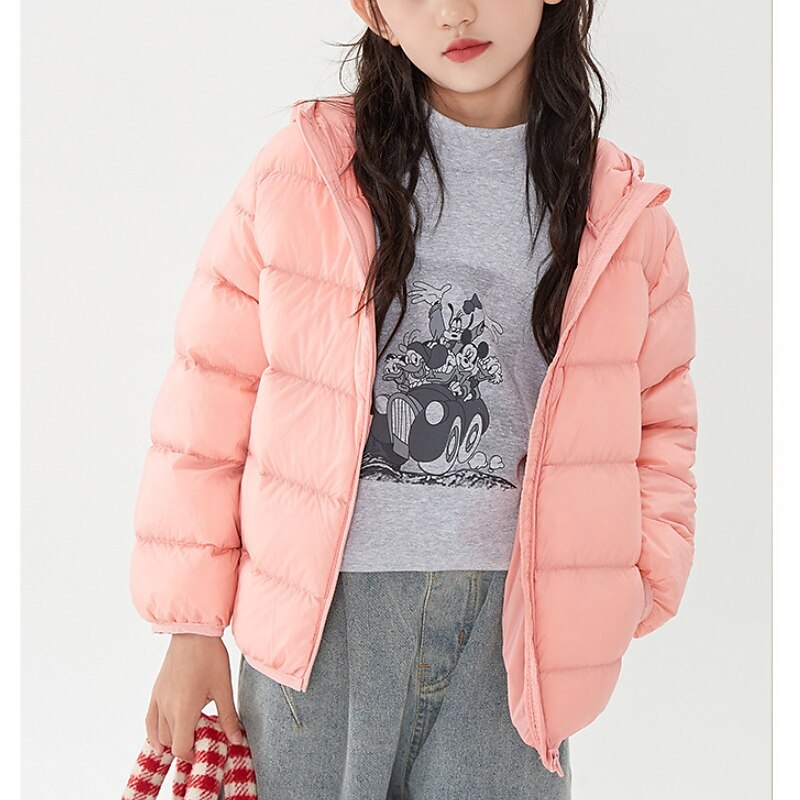 Kinder Mädchen Daunenjacke Einfarbig Aktiv Reißverschluss Outdoor Mantel Oberbekleidung 2-12 Jahre Winter Regenbogenfarben Kaffeefarbe Rosa 2025 - $43.99 –P4