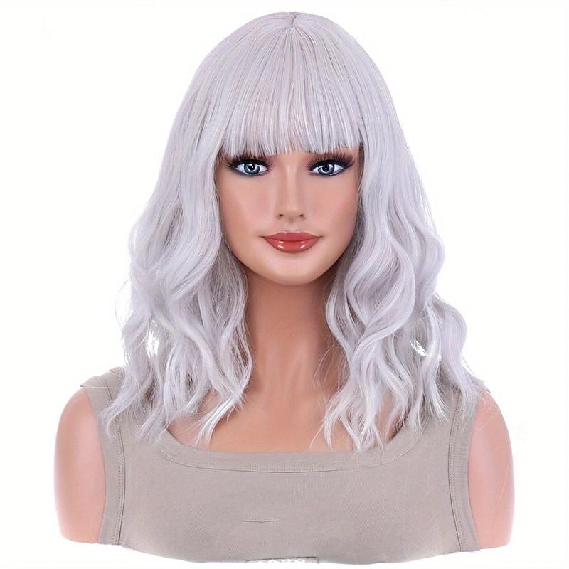 Perruques synthétiques ondulées longueur épaule avec frange pour femmes, à la mode pour un usage quotidien, cosplay de fête de 2025 ? $19.99 –P12
