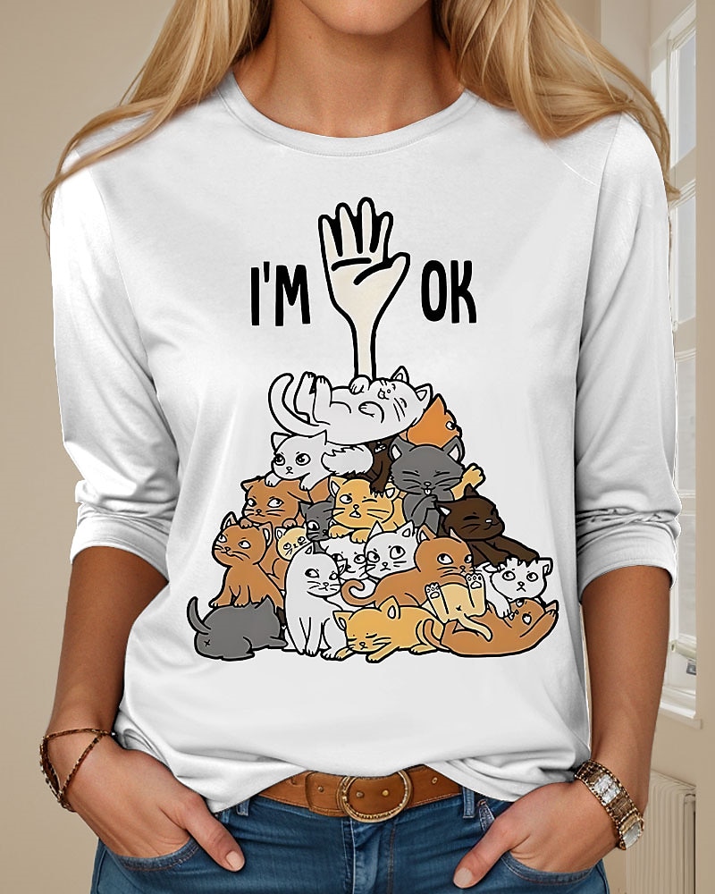 Dames T-shirt dier Hond Brief Modieus Grappig Korte mouw Ronde hals Normale tops Dagelijks Weekend Afdrukken Wit Licht Bruin Paars Khaki Zomer 2025 - $22.99 –P6