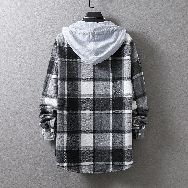 Men's Shirt Casual Shirt Plaid Shirt Button Up Shirt Overshirt Plaid / Check Outdoor Daily Wear Yellow Blue Orange Green Long Sleeve Hooded Fall & Winter Clothing Apparel Front Pocket 2025 - $35.99 –P6