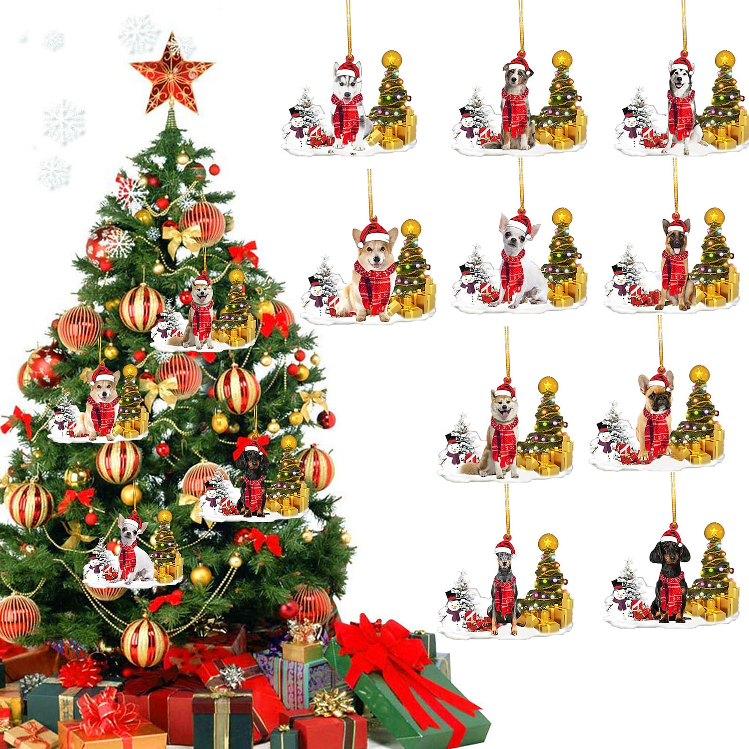 creativ pandantiv mașină nouă câine de Crăciun ornament de om de zăpadă pandantiv brad de Crăciun pandantiv rucsac acrilic cadou de Crăciun 2025 - $2 –P1