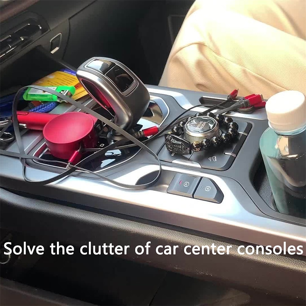 Car Seat Storage Box With Two USB Ports And Two Retractable Fast Charge Cables Interface Car Center Console Side Storage Storage Box 2025 - $49.99 –P13