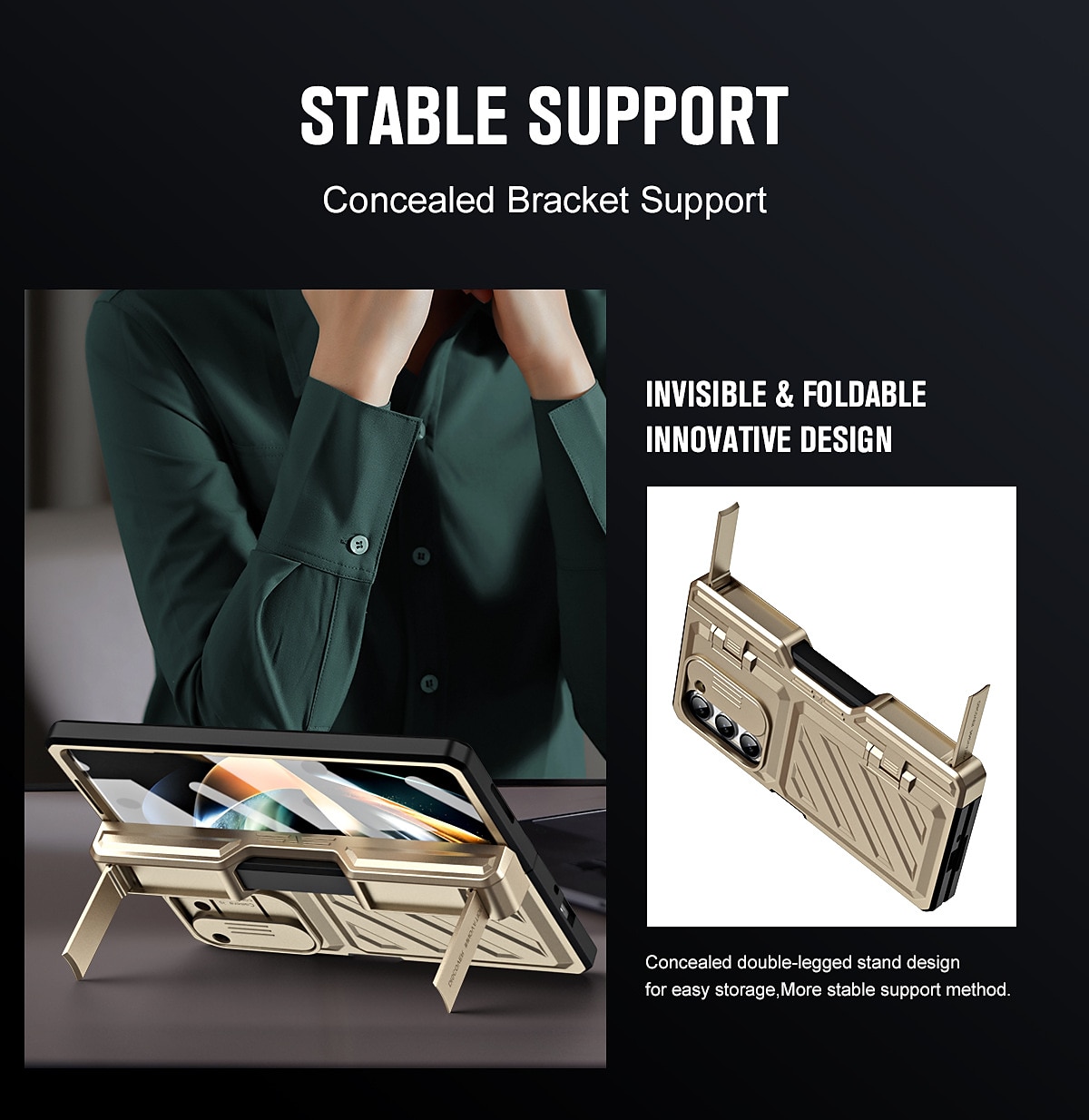 телефон Кейс для Назначение SSamsung Galaxy Z Fold 5 Z Fold 4 со стендом и протектор экрана Защита от удара ПК 2025 - $35.99 –P4