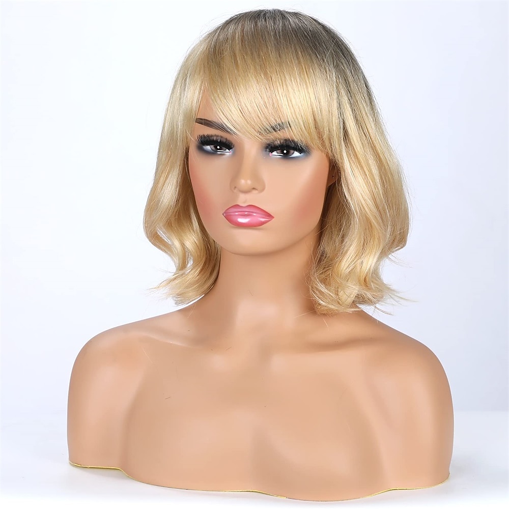 Perruques blondes en mélange de cheveux humains pour femmes et femmes, perruque de cheveux naturels ombrés, légère/respirante/racine foncée (couleur r27) de 2026 ? $20.99 –P3