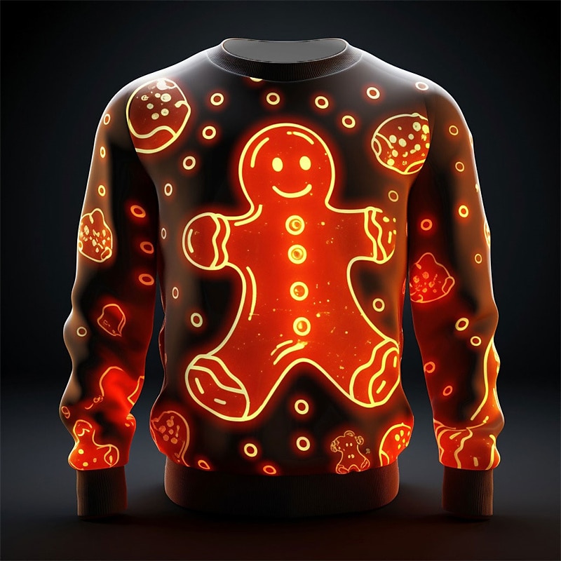 Herr Grafisk Julmönster Tomtens hjälpare Tröjor Tröja Pullover-tröja Långärmad Tröja Rund hals Mode Dagligen Ledigt 3D-tryck Semester Helgdag Utekväll Mönster Vår & Höst 2025 - $30.99 –P2
