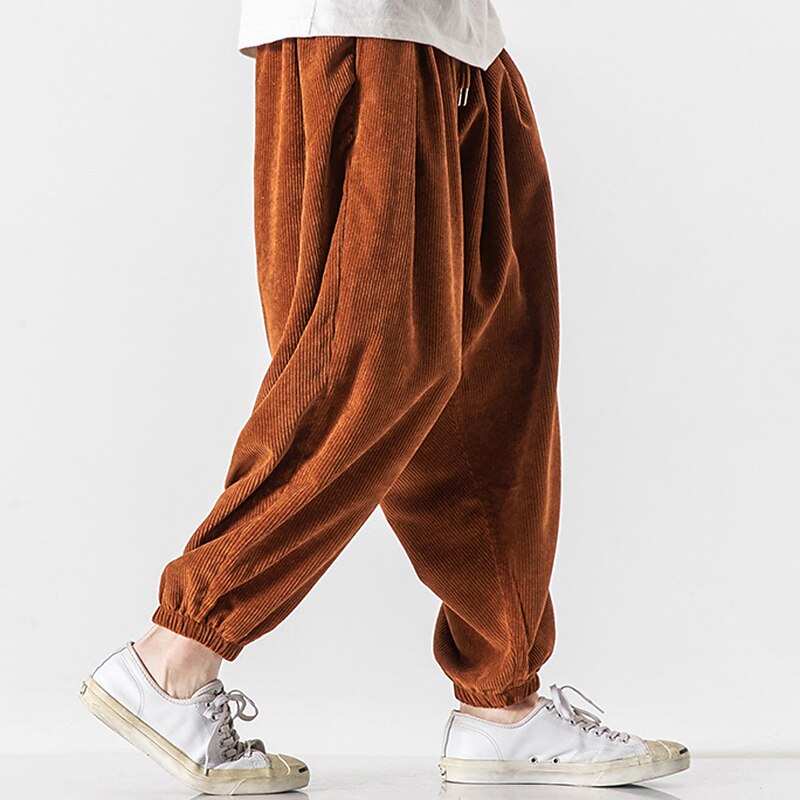Men's Sweatpants Corduroy Pants Carrot Pants Pocket Drawstring Elastic Waist Plain Comfort Breathable Outdoor Daily Going out Fashion Casual Black Pink 2026 - $49.99 –P6