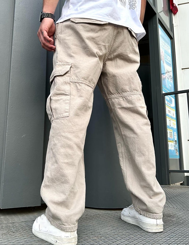 Per uomo Pantaloni cargo Tasche Liscio Comfort Traspirante Esterno Giornaliero Per uscire 100% cotone Di tendenza Informale Beige del 2026 a $26.99 –P3