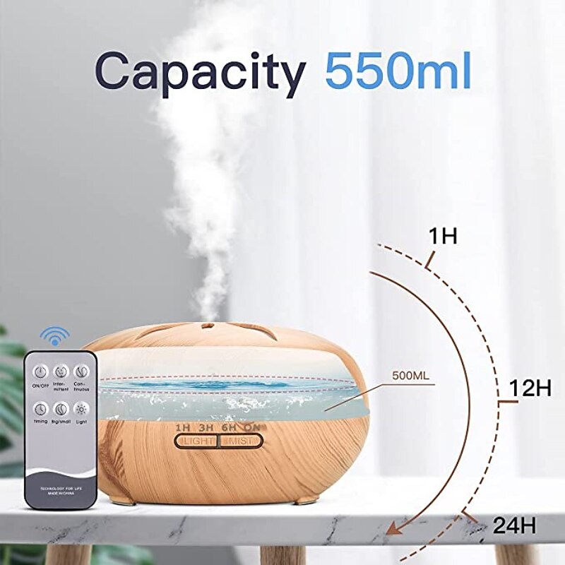 Large Capacity Wooden Essential Oil Diffuser with Remote - Ultrasonic Humidifier for Home and Office - Aroma Diffuser for Air Freshener and Humidification 2025 - $33.99 –P2