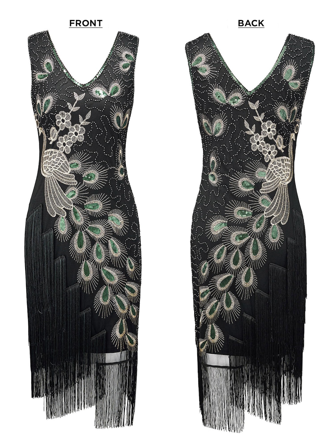 Retro Vintage Loucos anos 20 Anos 20 Vestido melindroso Roupa Conjunto de acessórios O Grande Gatsby Convidado do casamento Paetês Franjas Lantejoula Franjas Decote V Mulheres Dia Das Bruxas Carnaval de 2025 por $47.99 –P3