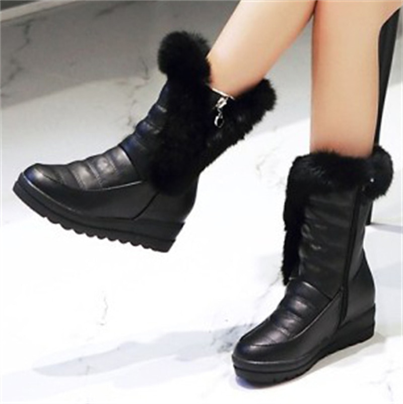 Dámské Boty Sněhule Venkovní Denní Pevná barva Podšité fleecem Kotníkové boty Booties Rovná podrážka Oblá špička Na běžné nošení Pohodlné Umělá kožešina Zip Černá Bílá Růžová 2025 - $64.99 –P7