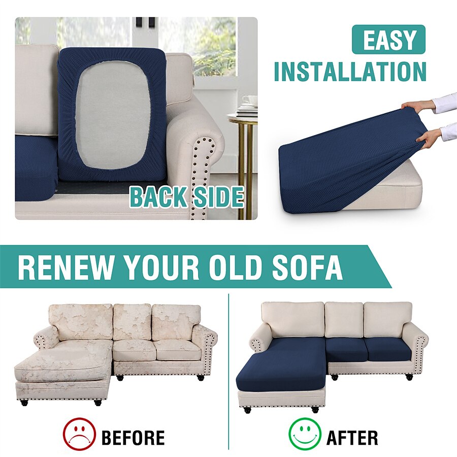 Capas de sofá seccionais, capas de sofá em forma de l antiderrapantes elásticas, capas de almofada de assento de sofá separadas, capa de chaise-longue para sofá secional esquerdo/direito de 2/3 de 2025 por $41.99 –P6