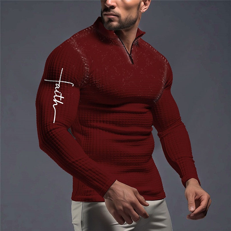 Férfi Hit Gofris pólóingek Zip Polo Golf pólóingek Hosszú ujj Pólóingek Cipzár Szüret Szabadtéri Alkalmi / Napi Utcai öltözék 3D Nyomtatott Ősz & tél Fekete Fehér Bor 2025 - $23.99 –P1