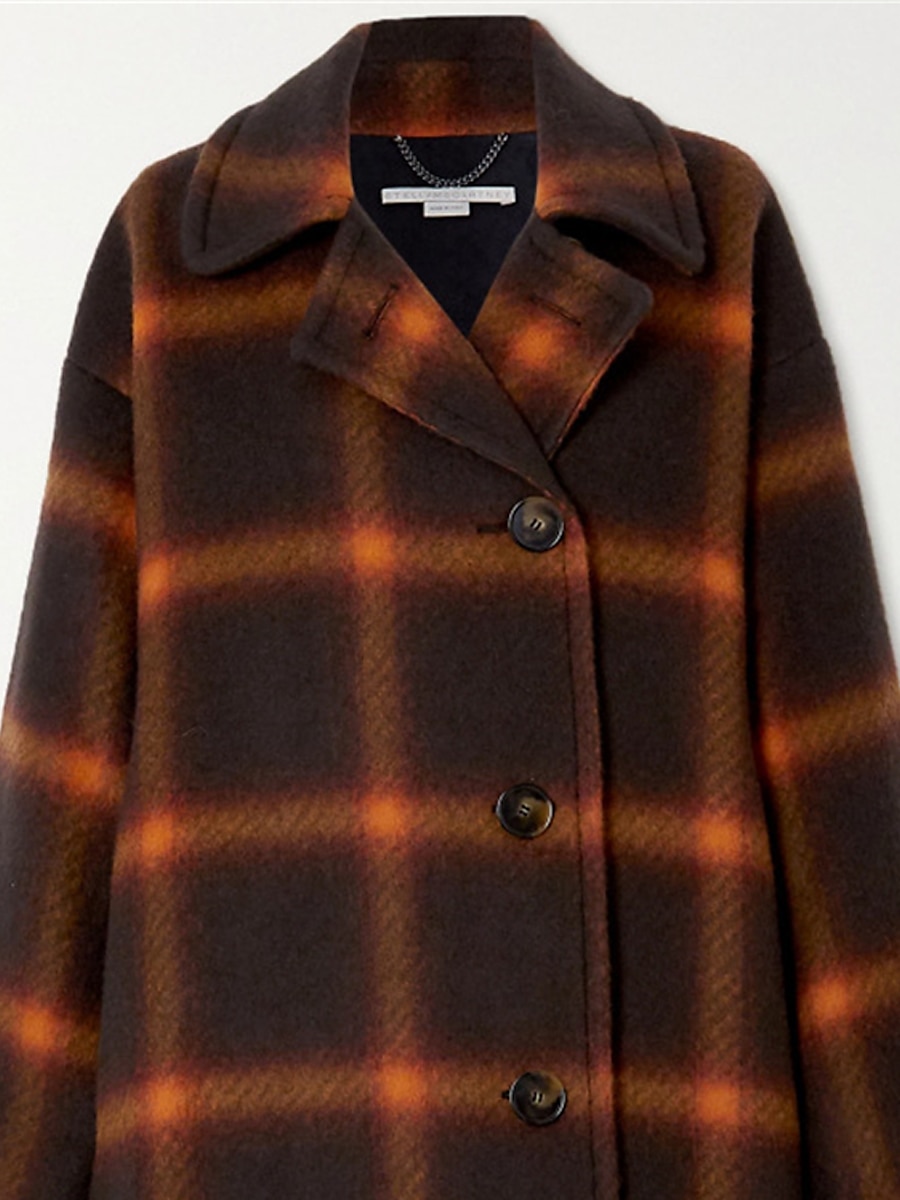 Damen Mantel Outdoor Strasse Freizeitskleidung Herbst Winter Lang Mantel Regular Fit warm halten Atmungsaktiv Zeitgenössisch Stilvoll Brautkleider schlicht Jacken Langarm Streifen und Plaid Bedruckt 2025 - $73.99 –P3