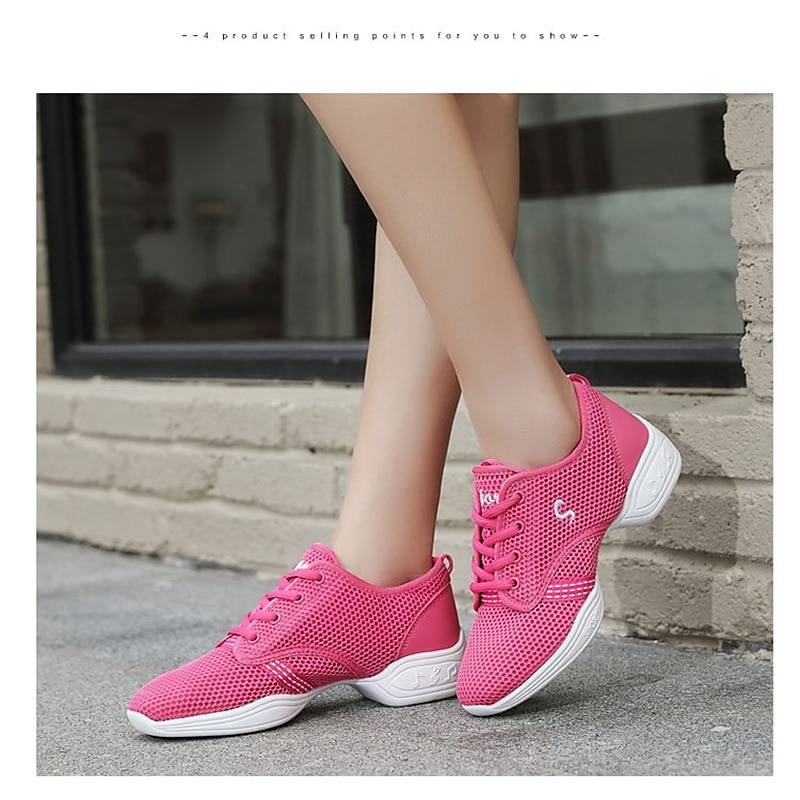 Women's Black Mesh Breathable Dance Sneakers – Lightweight Lace-Up Jazz and Hip-Hop Shoes for Latin, Zumba, and Fitness Training 2025 - $26.99 –P3