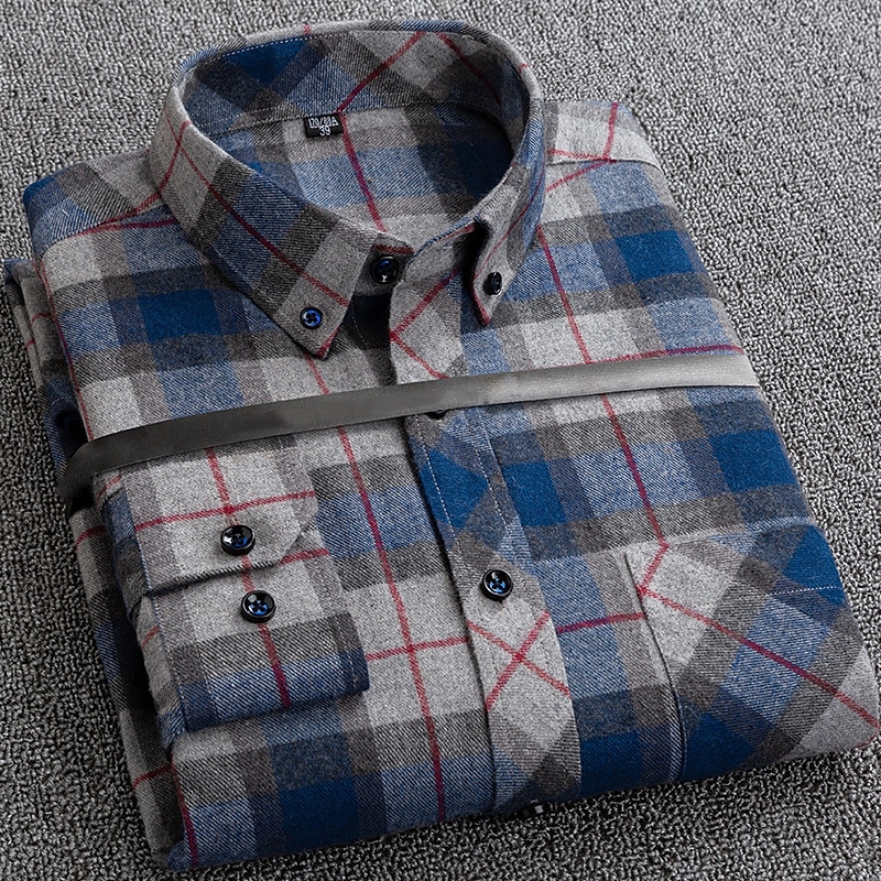 Per uomo Camicia Camicia casual Camicia a quadri Camicia con Bottoni Quadri All'aperto Abbigliamento quotidiano Rosso Blu Marrone Blu scuro Manica Lunga Bavero Autunno & Inverno Abbigliamento Tasca del 2026 a $46.99 –P1