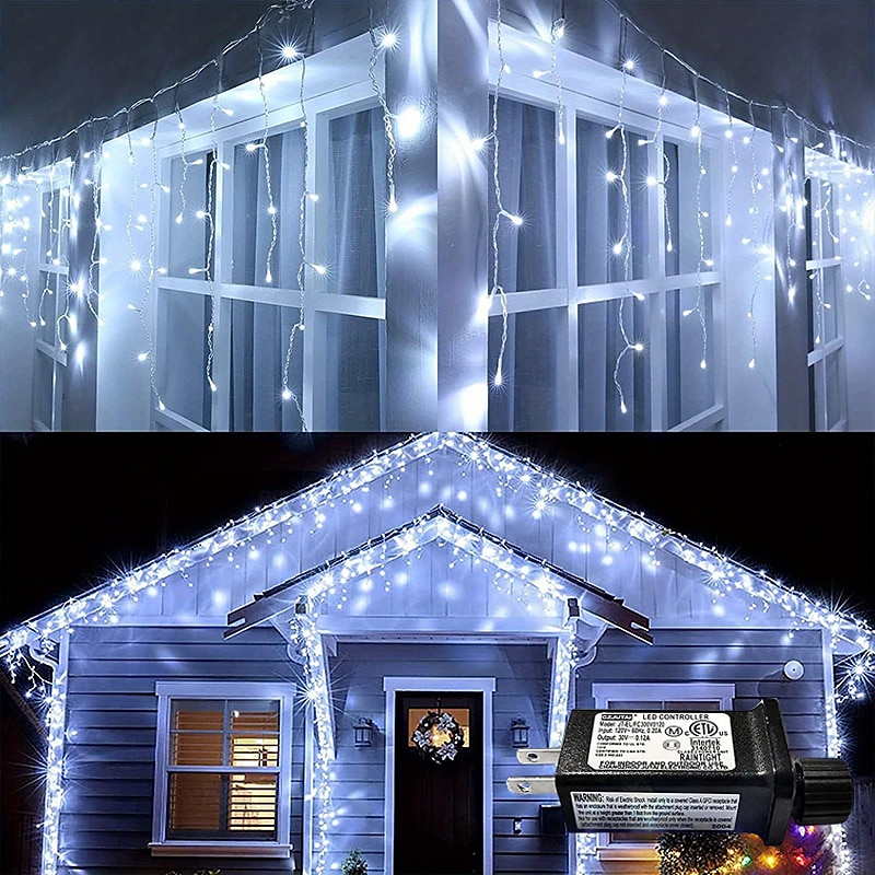 1 confezione di luci natalizie a forma di ghiacciolo, 96 led 4 m 8 modalità e timer, bianco caldo, bianco freddo, multicolore, luci a stringa esterne collegabili impermeabili per vacanze, matrimoni, del 2025 a $18.99 –P9