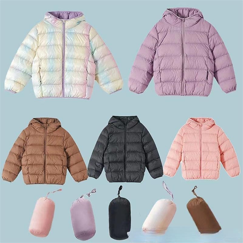 Kinder Mädchen Daunenjacke Einfarbig Aktiv Reißverschluss Outdoor Mantel Oberbekleidung 2-12 Jahre Winter Regenbogenfarben Kaffeefarbe Rosa 2025 - $43.99 –P1