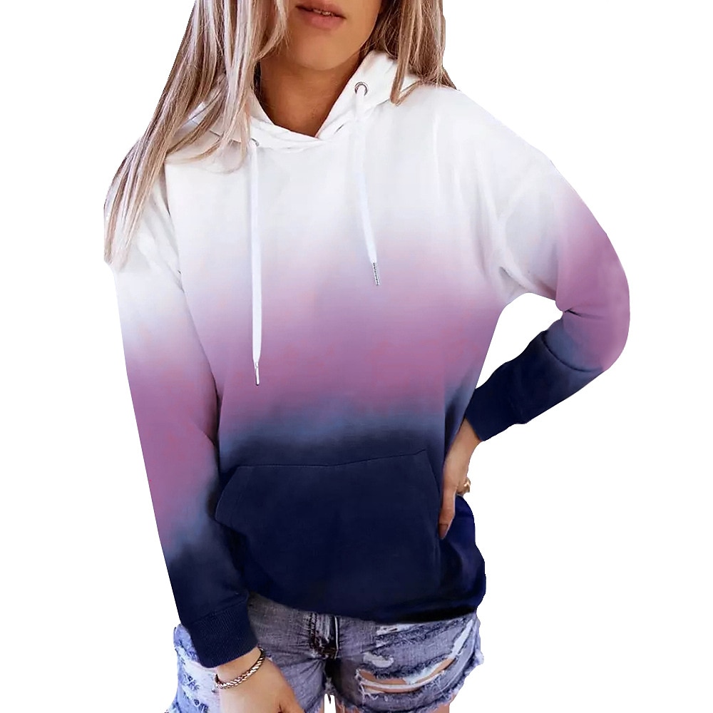 Mulheres Bloco de cor Ativo Roupa de Esporte Manga Longa Com Capuz Tops regulares Casual Esportes Com Cordão Imprimir Bolso frontal Amarelo Vermelho Roxo Laranja Outono & inverno de 2025 por $30.99 –P8