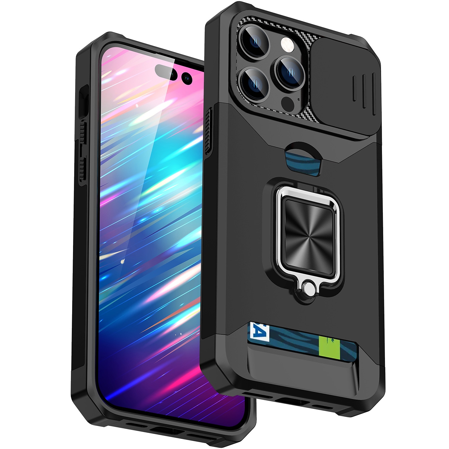 telefon Kılıf Na iPhone'a 15 Pro MaxPlus iPhone 14 13 12 11 Pro Max Mini SE X XR XS Max 8 7 Plus Osłona tylna Uchwyt pierścieniowy Gniazdo karty Odporny na wstrząsy TPU PC 2025 - $13.99 –P7