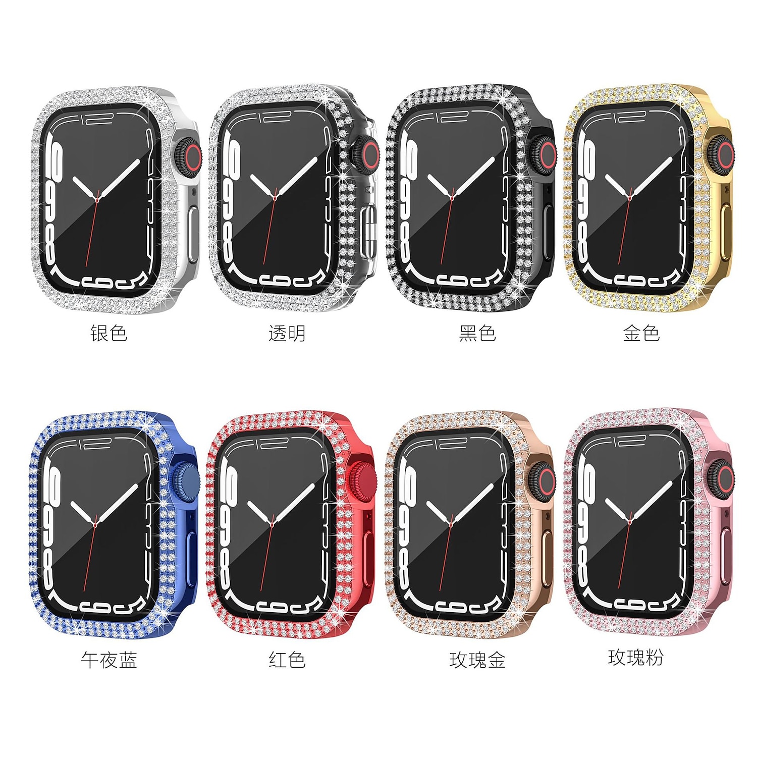 2 Pack Watch Case with Screen Protector Compatible with Apple Watch Series 8 7 41mm 45mm / Series 6 5 4 SE 40mm 44mm / Series 3 2 1 38mm 42mm Scratch Resistant Bling Diamond HD Clear Tempered Glass 2025 - $11.99 –P4