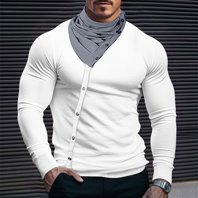 Voor heren T-shirt Shirt met lange mouwen Lange mouw Coltrui Lente & Herfst Effen Modieus Ontwerper Basic Vakantie Straat Uitgaan Zwart Wit Rood Top T-shirt voor mannen 2025 - $24.99 –P3