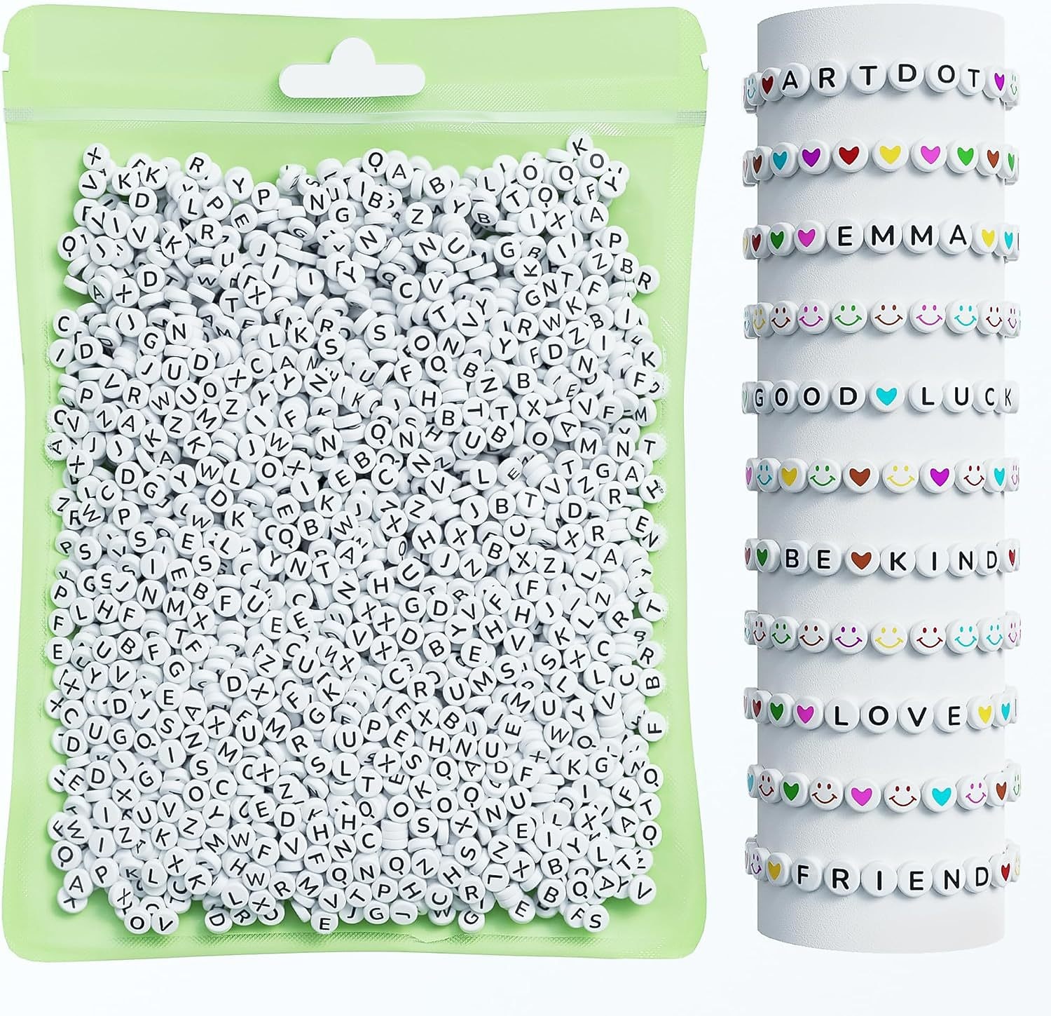 800 Stück Buchstabenperlen in 28 Stilen, bunte Perlen mit lächelndem Gesicht, Herzperlen-Set für DIY-Armbänder, Halsketten, Ohrringe, Kunsthandwerk, Kleinunternehmen, Schmuckherstellungsbedarf 2025 - $9.99 –P1