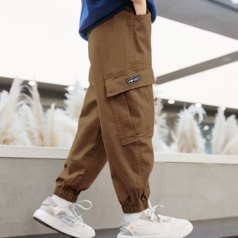 Kids Boys Pants Trousers Pocket Letter Soft Comfort Pants School Cotton Fashion Cool Black Khaki Mid Waist 2025 - $15.99 –P5