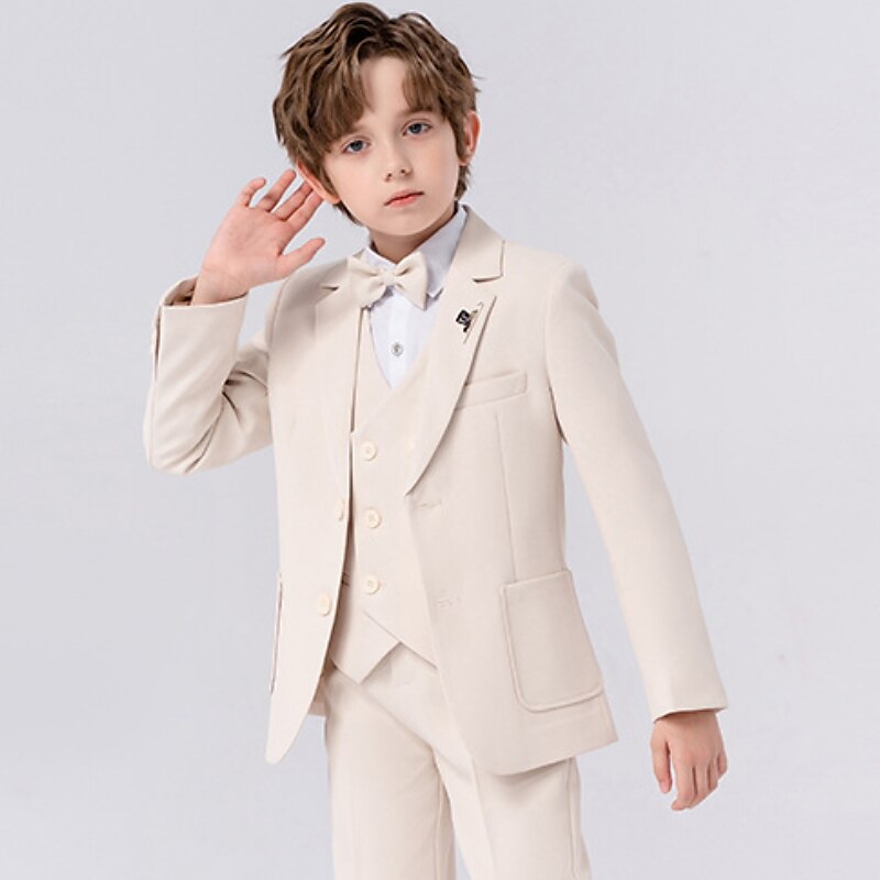 6 deler Barn Gutt Dress og blazer Antrekk Helfarge Langermet Knapp Sett Formell Kul Høst Vinter 7-13 år Grå 5-delt sett (jakke + vest + bukse + sløyfe + Blått 6-delt sett (skjorte + jakke + vest 2025 - $95.99 –P16