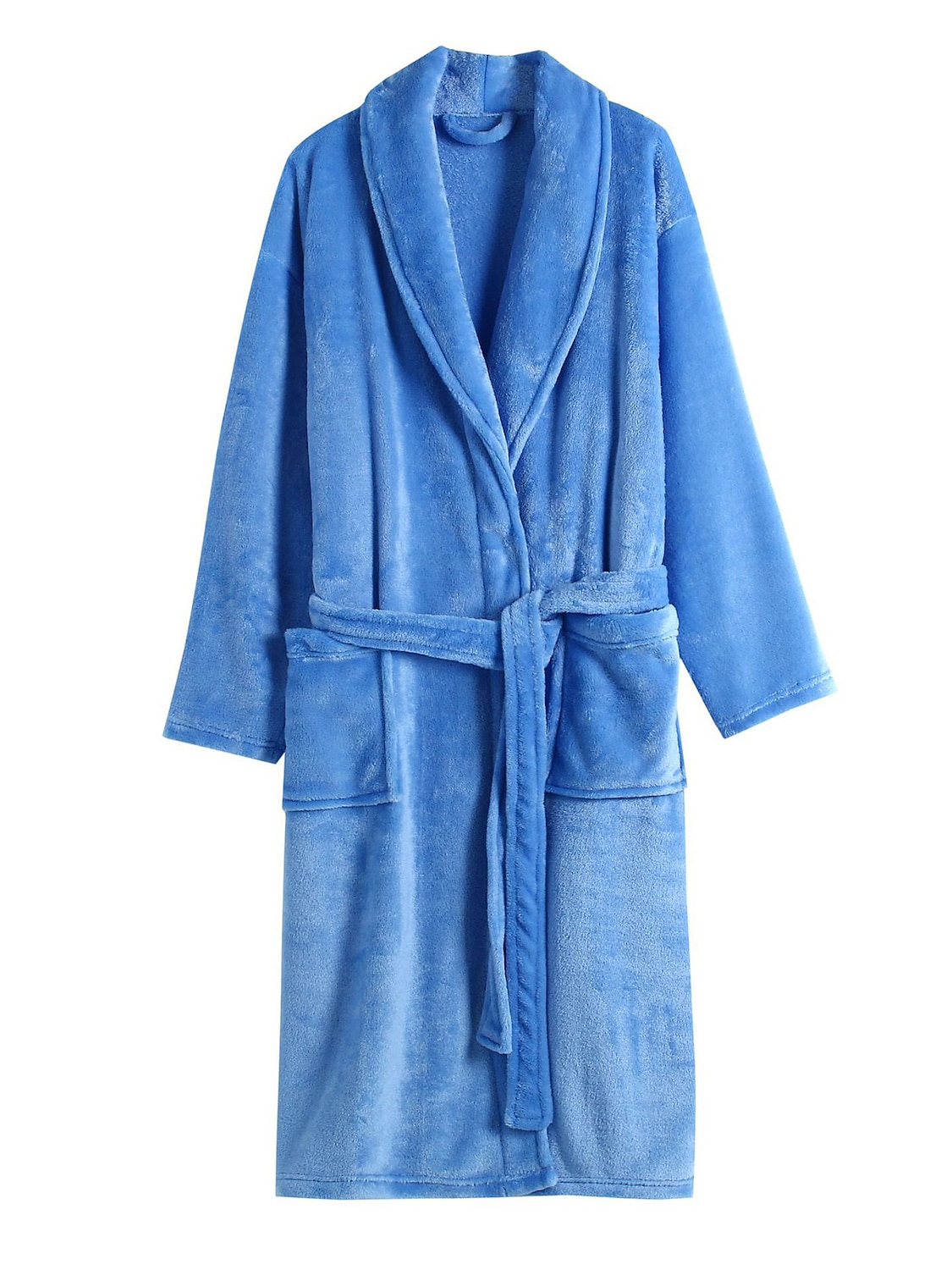 Men's Pajamas Robe Bathrobe Bath Gown 1 pcs Plain Stylish Casual Comfort Home Daily Bed Fleece Comfort Warm V Neck Long Sleeve Pocket Fall Winter Black White 2025 - $29.99 –P2