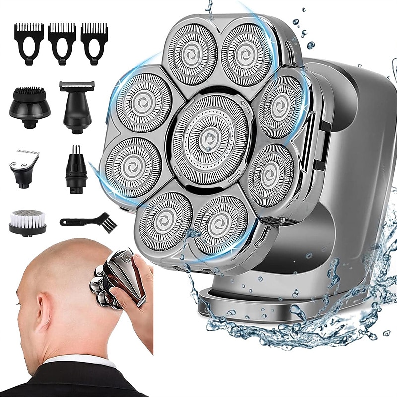 2025年 9d メンズ充電式ハゲ頭電気シェーバー 9 フローティングヘッドひげ鼻耳 6 で 1 ヘアトリマーかみそりバリカン  コレクション – $64.99 –P11
