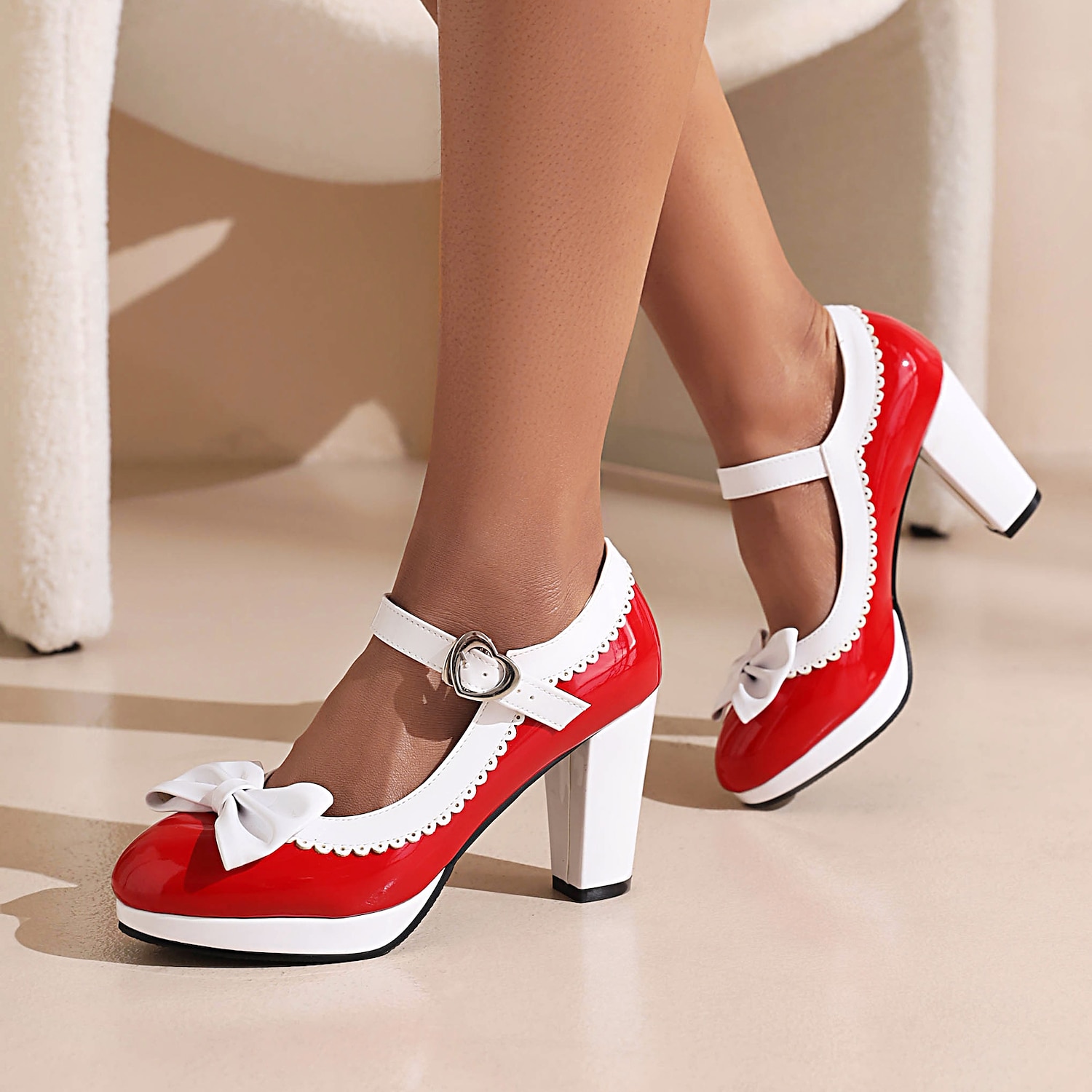 Women's Vintage Lolita Mary Jane Heels with Bow and Heart Buckle – Retro Platform Pumps for Cosplay and Parties 2025 - $64.99 –P2