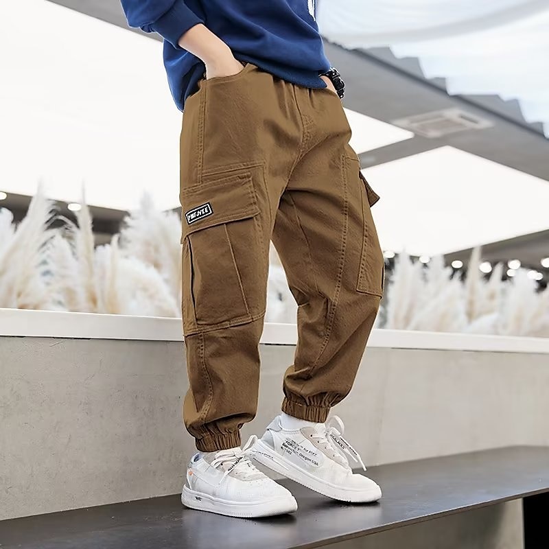 Kids Boys Pants Trousers Pocket Letter Soft Comfort Pants School Cotton Fashion Cool Black Khaki Mid Waist 2025 - $15.99 –P2