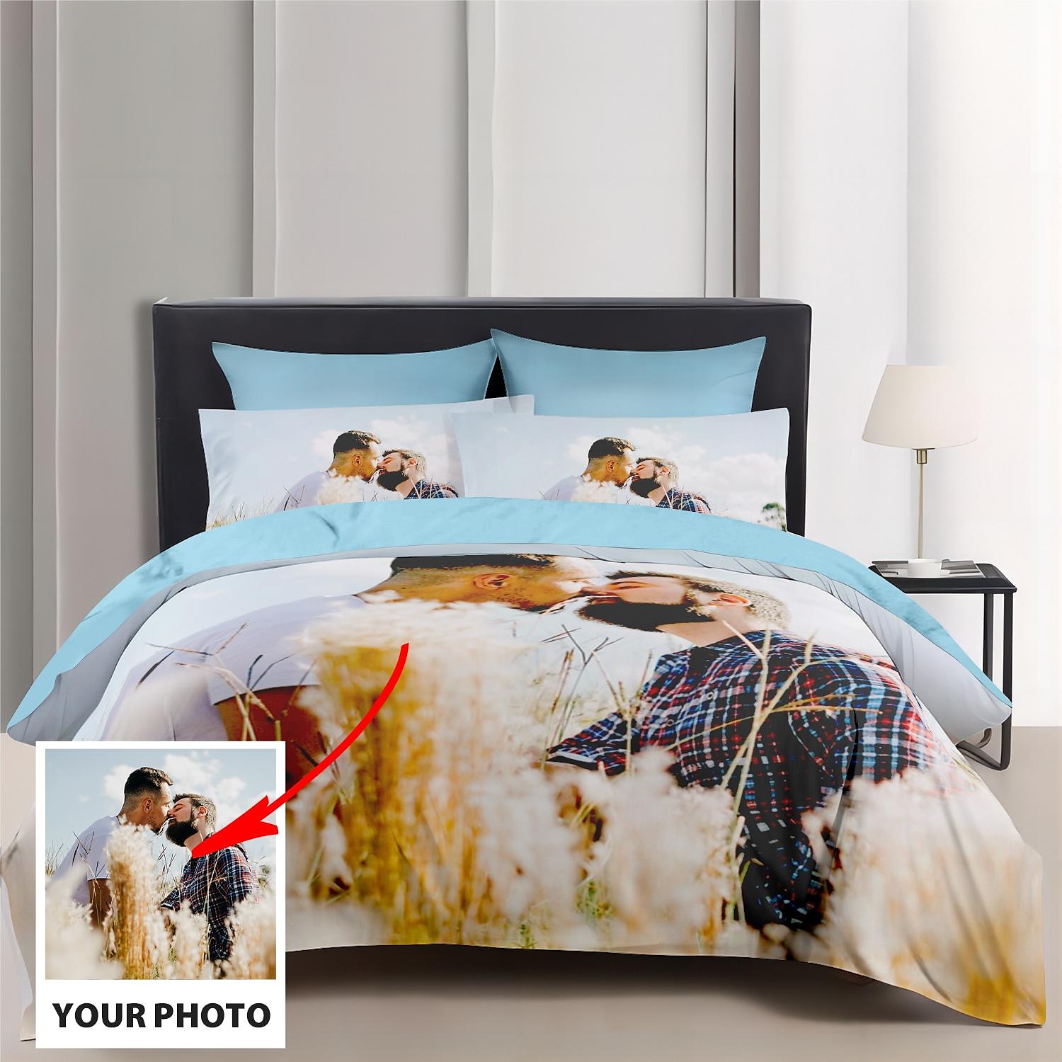 Juego de Ropa de Cama Personalizado Impreso 100% Algodón Natural Regalo Personalizado Juego de Funda de Edredón Juego de Ropa de Cama para un Dormitorio Romántico 2025 - $47.99 -P9