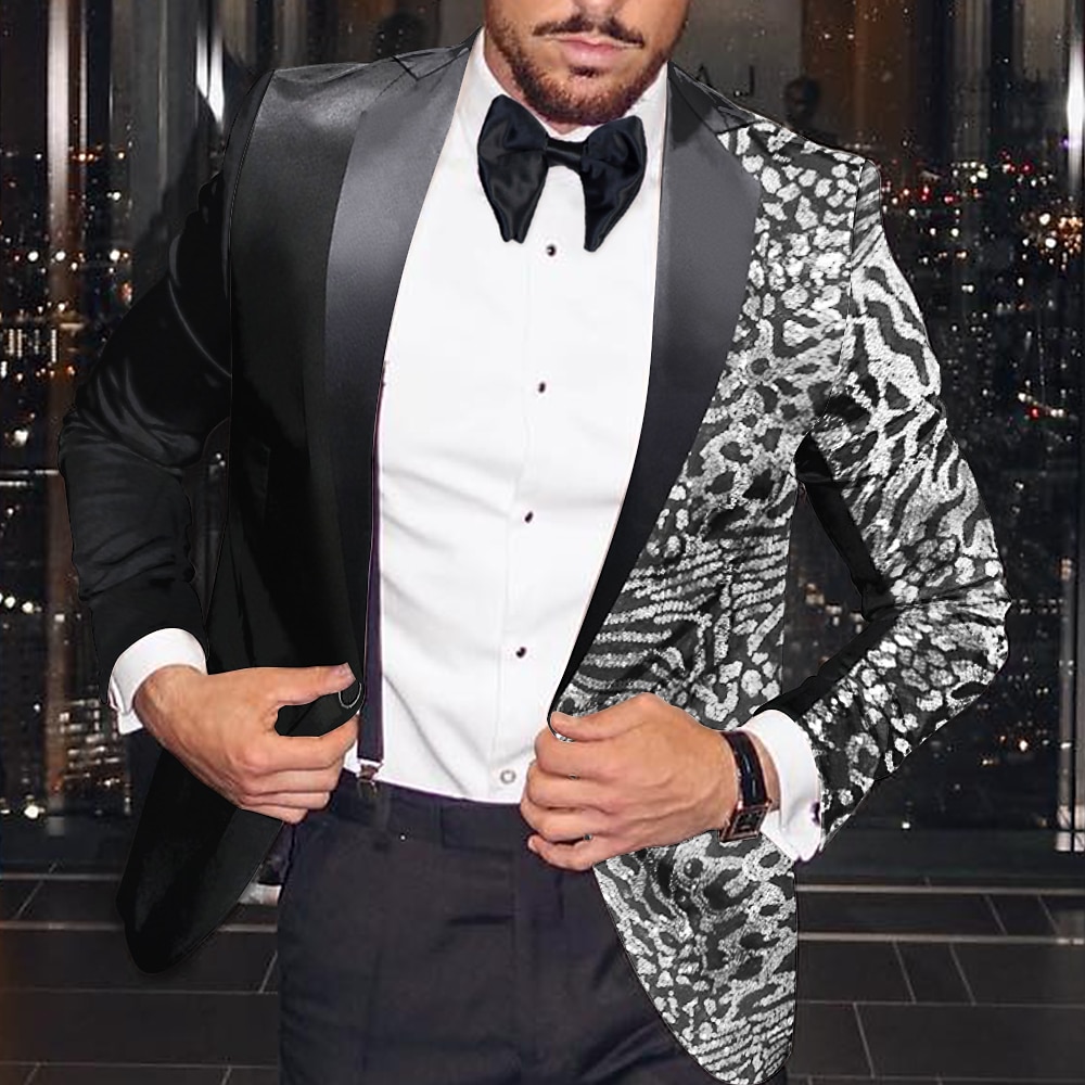 Giacca blazer da uomo in paillettes moda disco leopardata taglio plus size regolare taglio su misura monopetto a un bottone nero oro argento blu reale del 2025 a $86.99 –P3
