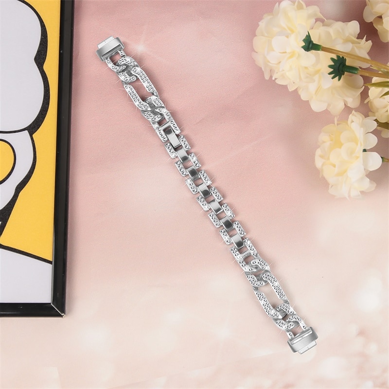 Smart Watch Band Compatible with Fitbit Inspire 3 Stainless Steel Smartwatch Strap Women Glitter Crystal Jewelry Bracelet Replacement  Wristband 2025 - JP ¥1937 –P6