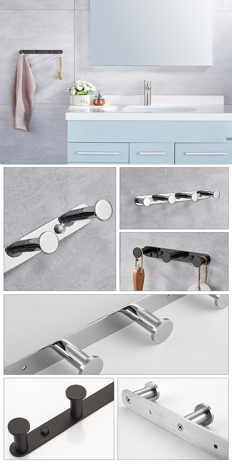 Bathroom Rack Robe Hook Bathroom Shelf New Design Adorable Creative Contemporary Modern Stainless Steel Low-carbon Steel Metal 1PC - Bathroom Wall Mounted 2025 - $30.99 –P1