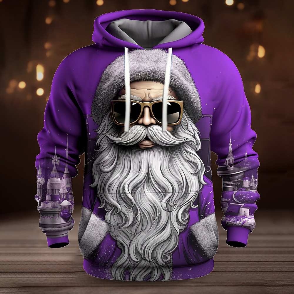 Sudadera con capucha de Papá Noel para hombre, diseño navideño en 3D, con estampado gráfico de Papá Noel, moda 3D, para deportes al aire libre, vacaciones, sudadera con capucha de manga larga, color 2025 - $32.99 –P10